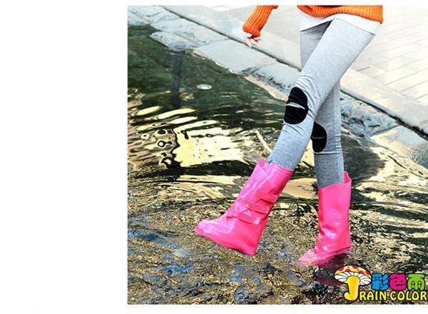 HOT Women's Shoe High Heels Cover Foldable Mid-Calf Boots Velcro Flat Rain Boots | eBay