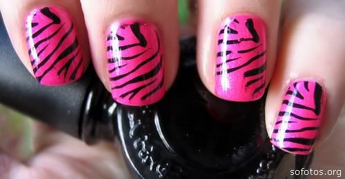 unhas decoradas zebra pink