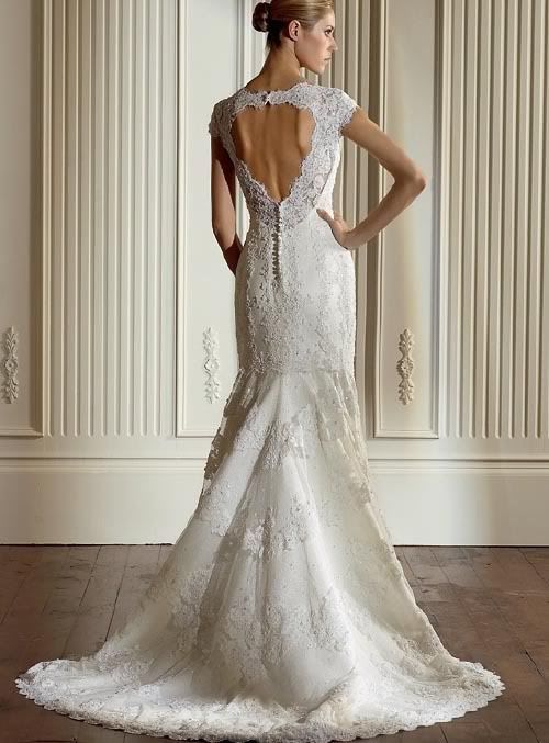 Brand new Short sleeves backless lace mermaid wedding Dress Bridal gown all 