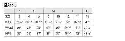 Melville Size Chart
