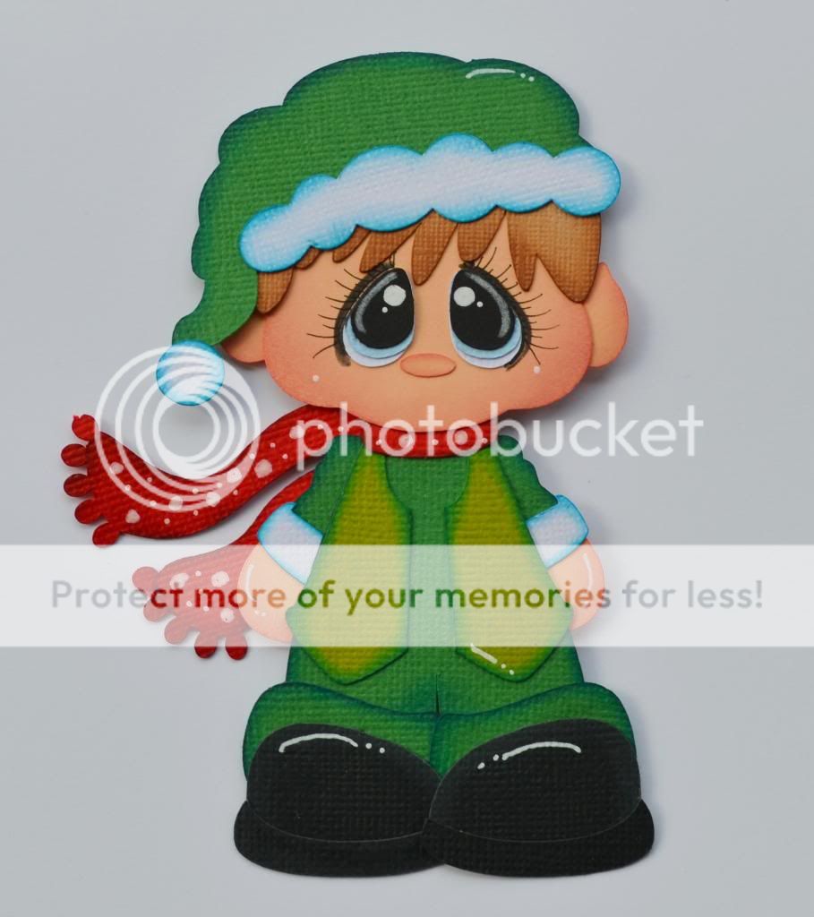 paper piecing boy elf for premade scrapbook page