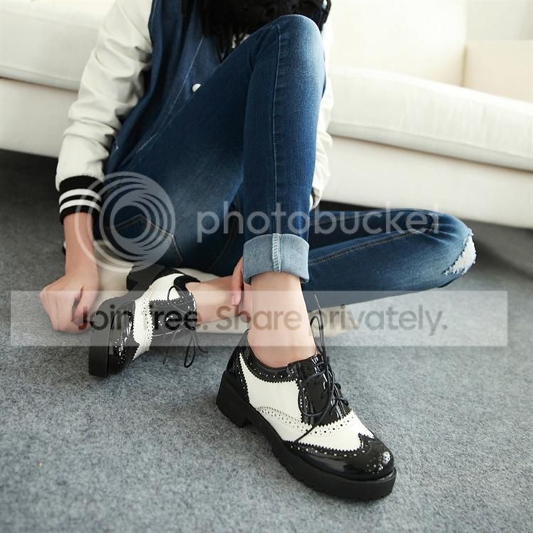 Fashion Big Size UK 2UK 8 Women's Retro England Creeper Oxfords Lace