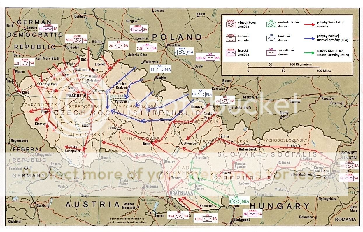 Ввод войск в чехословакию карта