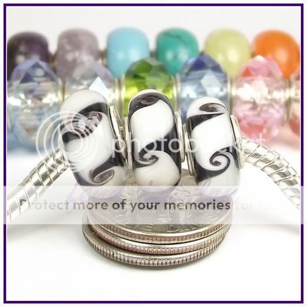   Lampwork Murano Glass Bead Large Hole Slider fit Euro Bracelet P025