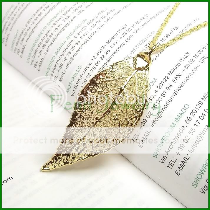  Necklace Real Evergreen Leaf Preserved in 24K Gold Filigree Pendant 