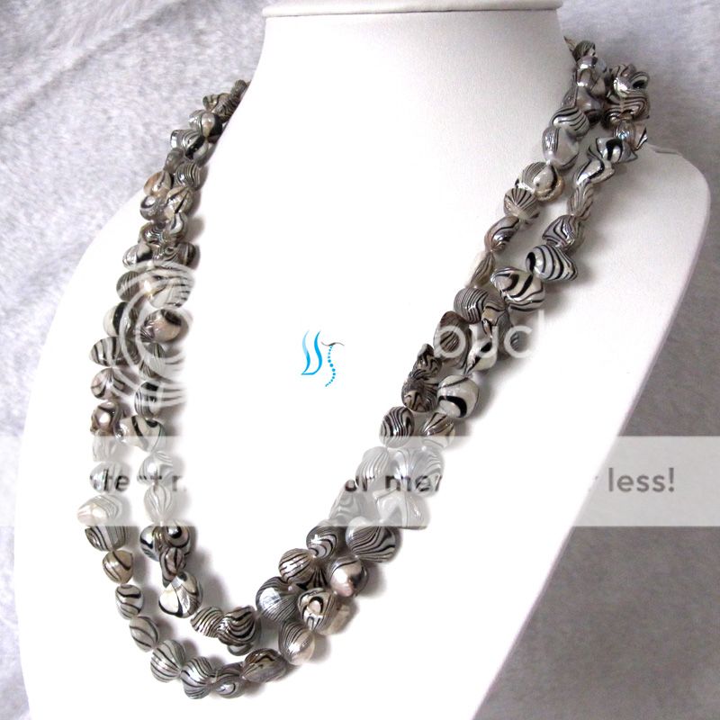 47 Black Water Wave Baroque Freshwater Pearl Necklace  